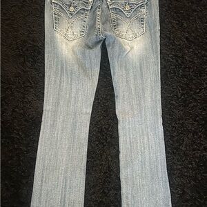 Miss Me Light Blue Boot Cut Jeans with Embroidered Back Pockets